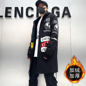 Stil de Îmbrăcăminte coreeană Bărbați Graffiti Lungă Imprimate Bărbați Haina Hip Hop Lung Gotic Bărbat Sacou cu Gluga Trenci ofițeresc Dropshipping 5XL