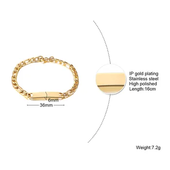 Figaro Link Brățară Engravable Nume de Identificare Bara de Tag-ul Lanț din Oțel Inoxidabil Personalizate Bijuterii pentru Femei Sora