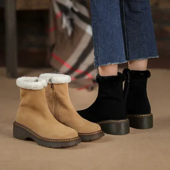 FEDONAS 2020 Femeie Cizme de Zapada pentru Femei de Iarnă Pantofi de piele de Căprioară Piele Tocuri mici Pantofi Femei Petrecerea de Lucru de Bază Cizme Glezna cu Tocuri