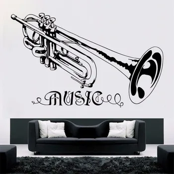 Trompeta Muzica de Autocolant Perete Amovibil Stil de Muzica Perete Decal Concert Decor Design Poster Vinil Trumpt Artă Murală Decor AY601