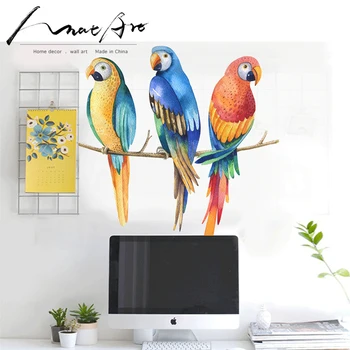 Culoare papagal autocolant acuarelă casa moderna decor dormitor Pasăre animal arta de perete camera copii accesorii decor DIY vinilo comparativ