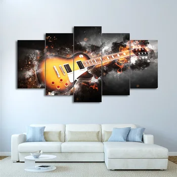 Cadru HD Imprimate Imagini Living Modern 5 Panoul de Muzica de Chitara Arta de Perete Modular Poster Acasă Decor Panza Pictura