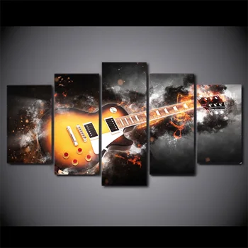 Cadru HD Imprimate Imagini Living Modern 5 Panoul de Muzica de Chitara Arta de Perete Modular Poster Acasă Decor Panza Pictura