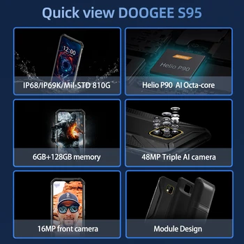 DOOGEE S95 6GB, 128GB, shockproof Modular Telefon Mobil 6.3