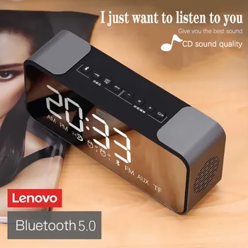 Noul Lenovo L022 boxe Bluetooth portabile, fără fir, difuzoare Subwoofer difuzoare bluetooth 5.0 LED ceas Deșteptător AUX difuzoare
