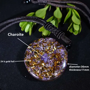 Orgonice pandantiv cristal energie Charoite Meditație recuzită 24Kgold pandantiv cadou de Crăciun