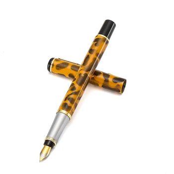 Baoer [Genial] Fantana Stilou cu cerneală, Leopard Aurire culoare Baril, Aurul Săgeată Clip, Mediu Peniță, Birou Școală de Scriere Cadou F260