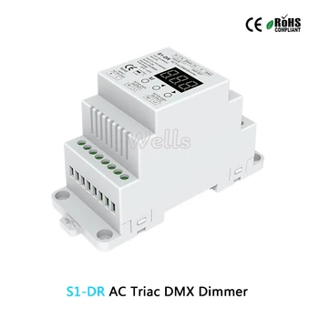 Transport gratuit S1-DR. AC Triac DMX Dimmer;AC100V-240V șină DIN 2CH Dual channel de ieșire Silicon DMX512 controler cu LED-uri