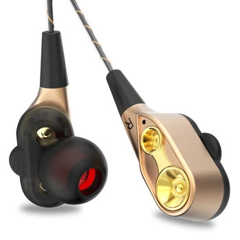 IPUDIS 3.5 mm HiFi cu Fir Căști Dual-Dinamic Quad-core Vorbitor În ureche căști Cablu Flexibil Anti-folie cu Microfon HD