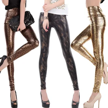 Livrare gratuita Moda pantaloni de piele Europene Punk Stropi de Cerneală Gradient Serpentine Jambiere din Piele doamna de aur șarpe negru Pantaloni