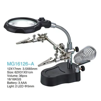 3.5 X 12X Mână de ajutor portabil LED Lupa cu Lumina, Sta Lipit MG16126-O pentru lipire munca lupă