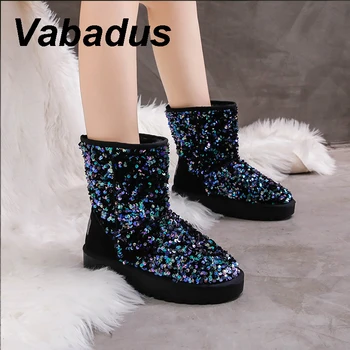 Vabadus de Iarnă de la Jumătatea Vițel Cizme de Moda Sclipici Turma Scurt Femei Cizme de Zăpadă Cald Doamna Casual Platforma Pantofi Plat Femeie yx021
