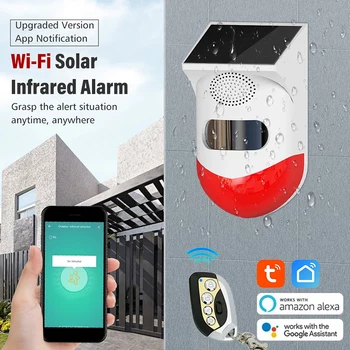 EARYKONG TUYA Wifi Inteligent Infraroșu Detector Wifi, Sistem de Alarma Sirena Solar de Exterior PIR Impermeabil Wireless 433MHz Sirena Stroboscop