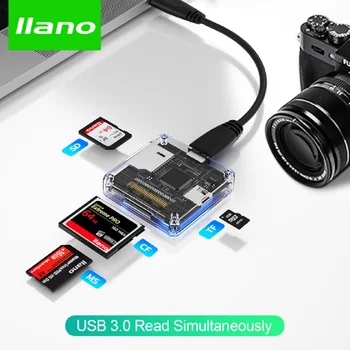 LLANO Toate într-O singură Multi Cititor de Carduri de Memorie de Transfer SD/TF/CF/MS/Micro SD USB 3.0 Lectură Simultan pentru Windows/Camera/Laptop