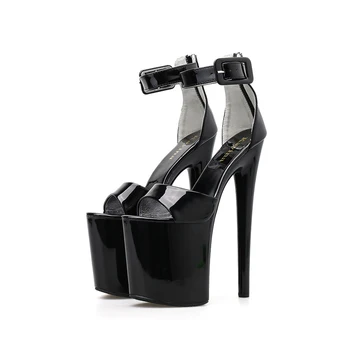 20 cm Toc Sandale Gladiator Femei Stripteuză Pantofi de Vară pentru Femei Sandale Platforma Doamnelor pantofi Negri cu Toc Sexy pantofi pentru Dans Pol