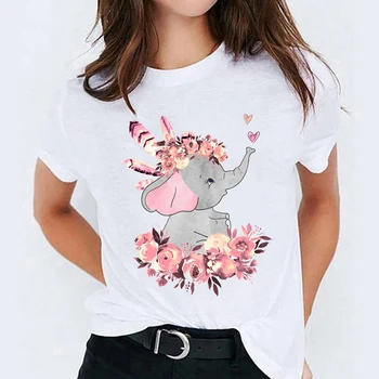 Grafic T Shirt pentru Femei Fox Florale de Desene animate Drăguț Moda de Imprimare Imprimare Doamna tricouri Top Femei Femei Femei Tricou T-Shirt