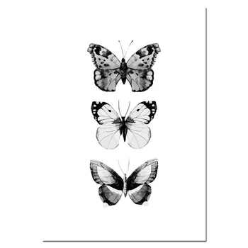 Nordic Decor Motivaționale Panza de Artă Postere si Printuri Alb Negru Fluture Buzele Pictura pe Perete Poza