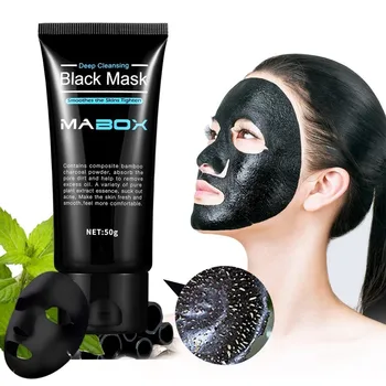 Mabox Negru Masca Peel Off de Carbune de Bambus Purificare Coș de Demontare Masca de Curatare Profunda pentru Cicatrici Acnee, Pete de îngrijire a pielii