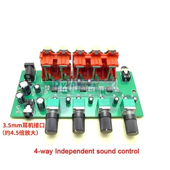 Multi-Sursă RCA Mixer Audio Stereo Comutator Comutator 4 intrare 2 driver de ieșire pentru căști de control al volumului PENTRU amplificator de Putere