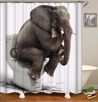 Elefant Animale 3D Perdea de Duș În Baie Duș Material rezistent la apa de Baie Ecrane Personalizate de Imprimare