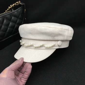 Începutul toamnei noua vedetă marina cap cu perla de casă viziere pentru femei cu transport gratuit
