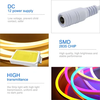 Banda LED 12V IP67 Impermeabil, Flexibil, Moale LED Neon Coarda Bandă Luminile Roșu/Verde/Albastru/Alb Cald/Alb/Roz/Galben/DIY de Iluminat