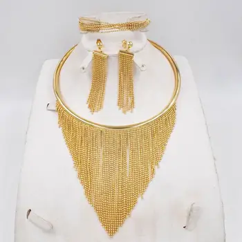 De înaltă Calitate, Dubai, Italia 750 de culoare de Aur de Bijuterii Set MARE Pentru Femei din africa de mărgele moda bijuterii set colier cercei bijuterii