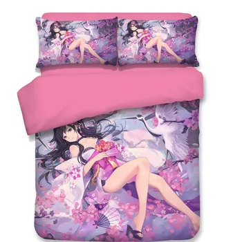 Anime-ul japonez 3D seturi de lenjerie de Pat princess twin plin regina king Bedcover Quilt Capac Pernă 3PCS roz carpetă acopere lenjerie de pat