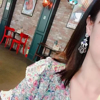 MENGJIQIAO 2019 Nou coreean Elegant de Epocă Waterdrop Cristal Legăna Cercei Pentru Femei Fete Petrecere Stras Cercei Bijuterii