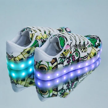 2020 Noua Moda Luminos Adidași Krasovki Copii Luminoasă cu Led-uri Fete Pantofi pentru Copii USB Stralucitoare Lumina Femei Mens Adidasi
