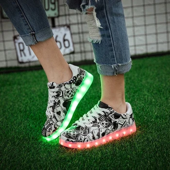 2020 Noua Moda Luminos Adidași Krasovki Copii Luminoasă cu Led-uri Fete Pantofi pentru Copii USB Stralucitoare Lumina Femei Mens Adidasi