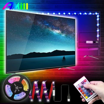 - Omoara 2M 5M TV Iluminare RGB 5050 USB Alimentat LED Strip Lumini Pentru 24 Inch-68 Inch TV Mirror PC Camera Decor Cu Control de la Distanță
