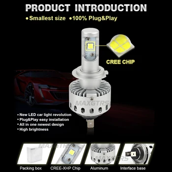 2x CREE CHIP XHP50 Masina Faruri H4 H7 LED H8/H11 HB3/9005 HB4/9006 8000lm din Față Auto-Bec Auto Far 6000K Iluminat