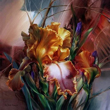 Top Moda Picturi Pastorale Rășină de Plante pătrat galben Floare de iris Diamant Pictura Diy Cusatura Cruce Mozaic A015R