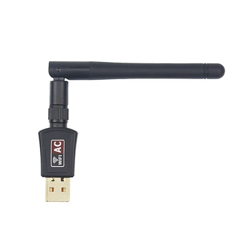2.4 G/5.8 G Dual Band WiFi Adaptor Receptor USB Wireless LAN AC Wi-Fi Dongle-ul placii de Retea + Antena pentru PC pentru Mac Windows 10