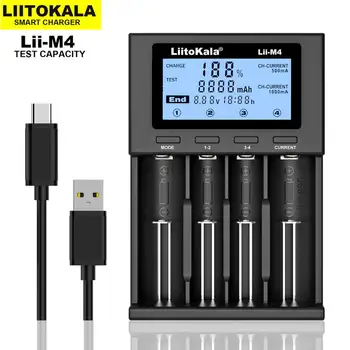 LiitoKala Lii-M4 18650 Incarcator Display LCD Universal Încărcător Inteligent Test de capacitate pentru 26650 18650 21700 AA AAA etc 4slot 5V 2A