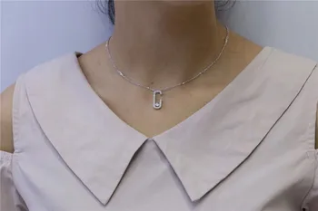 SLJELY de Moda Argint 925 Bijuterii Micro Încrustații de Pietre Cubic Zirconia Ac de Siguranță Forma Colier pentru Femei de sex Feminin