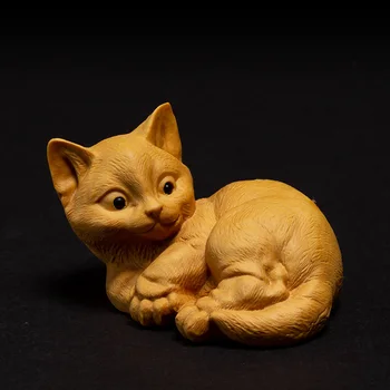 Minunat Cat Noroc Lemn pisici statui jucării sculptură meserii animale ornamente pisica Animal Cadou Decor