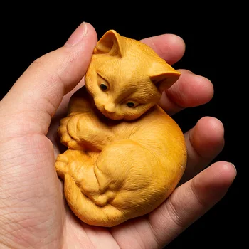 Minunat Cat Noroc Lemn pisici statui jucării sculptură meserii animale ornamente pisica Animal Cadou Decor
