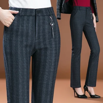 2020 Femei Carouri Pantaloni Lungime Completă Talie Mare Primavara/Toamna de Fitness Pantaloni cu Buzunar Plus Dimensiune haine 5XL 6XL streetwear