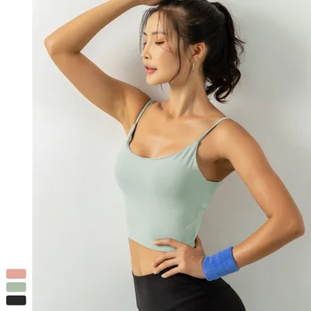 Femei Fără Sudură Yoga Bralette De Funcționare Ciclism Respirabil Captusit Bretele Șoc Dovada Elastic Culoare Solidă Slim Fit Sling Vesta