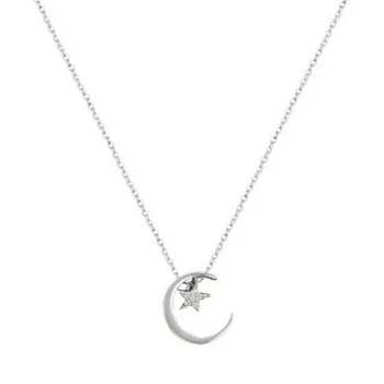 Trendy Argint 925 O-Lanț Colier pentru femei moon star Zircon Colier Pentru doamna Femeile Cadou de Vara Moda Bijuterii fine