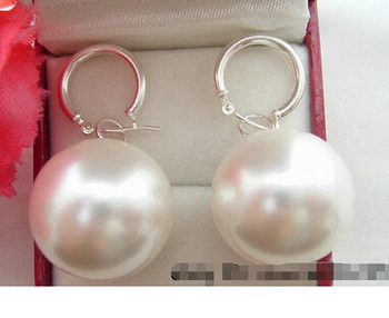 Frumos Imens Rotund 20mm Chinei de Sud Marea Albă Shell Pearl Earring>Frumoase Nobilimea Doamnei Femei Cercei