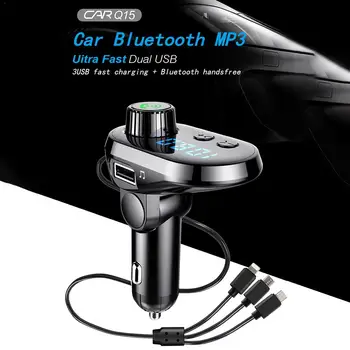 Transmitator Fm Auto cu MP3 Player LED-uri Ecran Albastru Bluetooth Transmițător FM V5.0 Auto MP3 Player, Card TF 5V/3.1 a Audio Auto Modulator