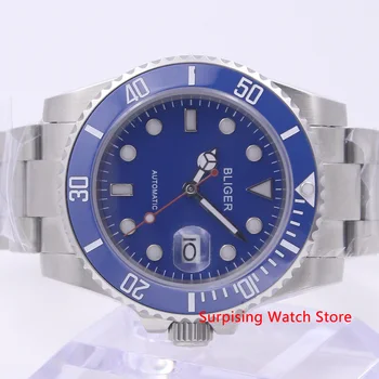 Bliger 40mm Automate Mecanice Mens Watch de Brand de Lux Cristal Safir Ceas Luminos Impermeabil Calendar Ceas de mână pentru Bărbați