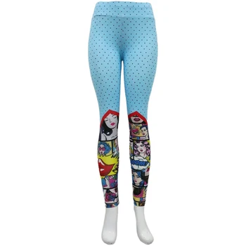 WOW Tipărite Gym Pantaloni Femei Joggeri Elastic Albastru Jambiere Sport Fitness Desene animate Dresuri Exercițiu Pantaloni pentru Femei