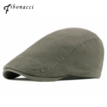 Fibonacci Retro de Înaltă Calitate pentru Adulți Berete Bărbați de Culoare Solidă Bumbac Taximetrist Flatcap Pălării pentru Femei vânzător de ziare Capace