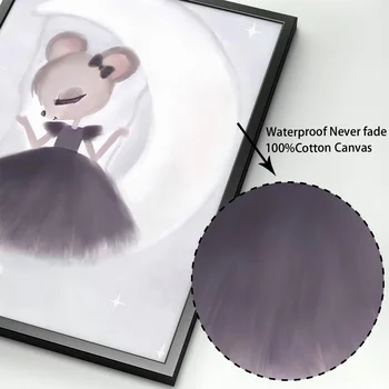 Băiat Iepure, Panda, Mouse-Ul Balon Luna Arta De Perete Panza Pictura Nordică Postere Si Printuri Poze De Perete Pentru Camera Copii Pepinieră Decor