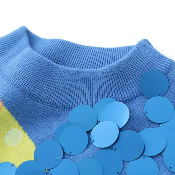 2019 Nou Toamna Iarna Femei Pulovere Și Pulovere Tricotate Aplici Ștrasuri Din Mărgele Broderie O De Gât Pulovere Femei Costume De Cer Albastru
