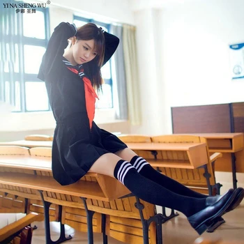 Japonia Coreea Școală JK Uniforme Pentru Fete Toamna cu maneca Lunga-Elev Marinar Uniforme Anime Iad Fata de Cosplay, Costume Cu Cravată